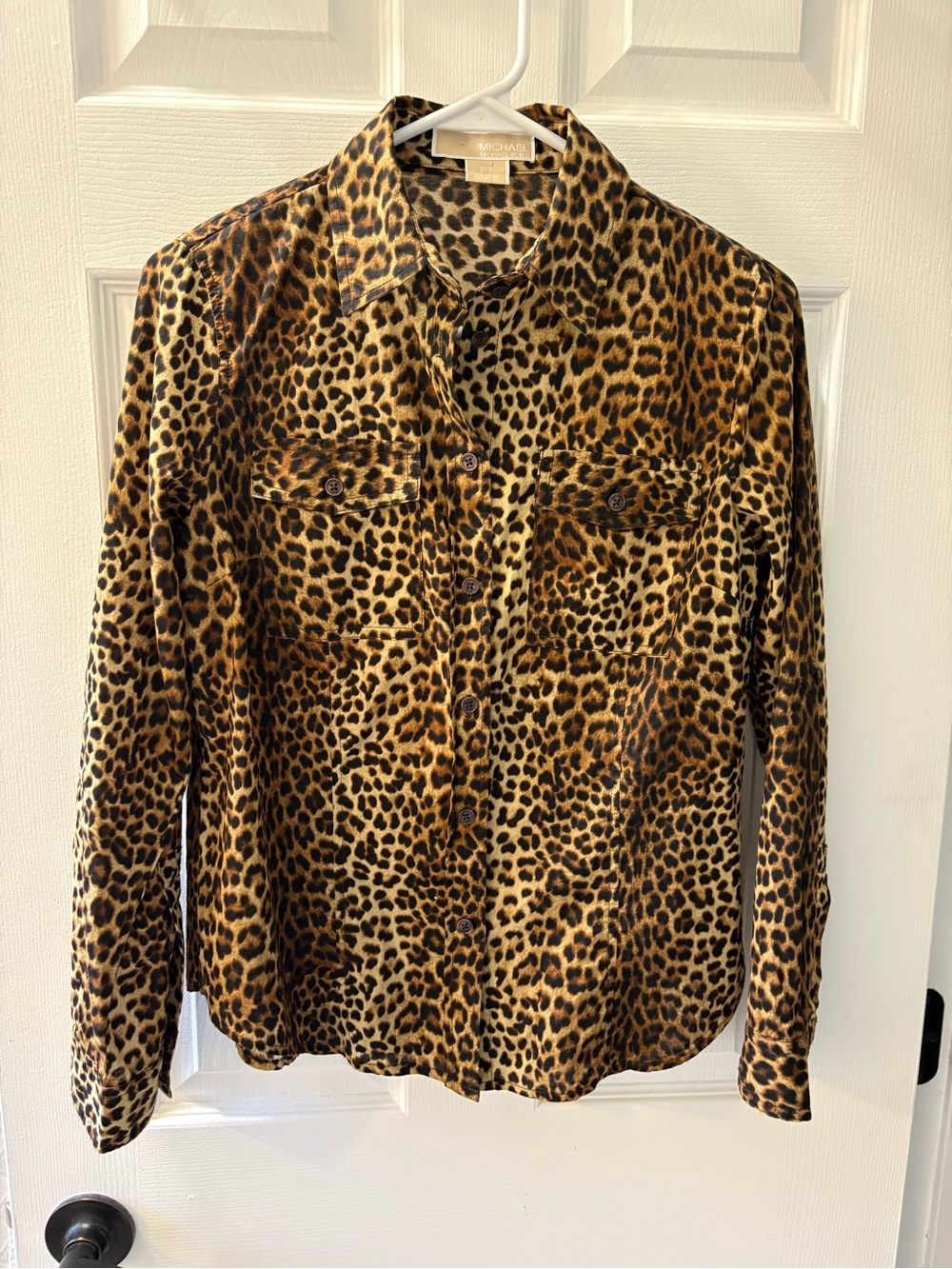 Michael Kors Brown Leopard Print Blouse